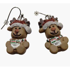 Reindeer Christmas Earrings Rudolph SAnta Hat
